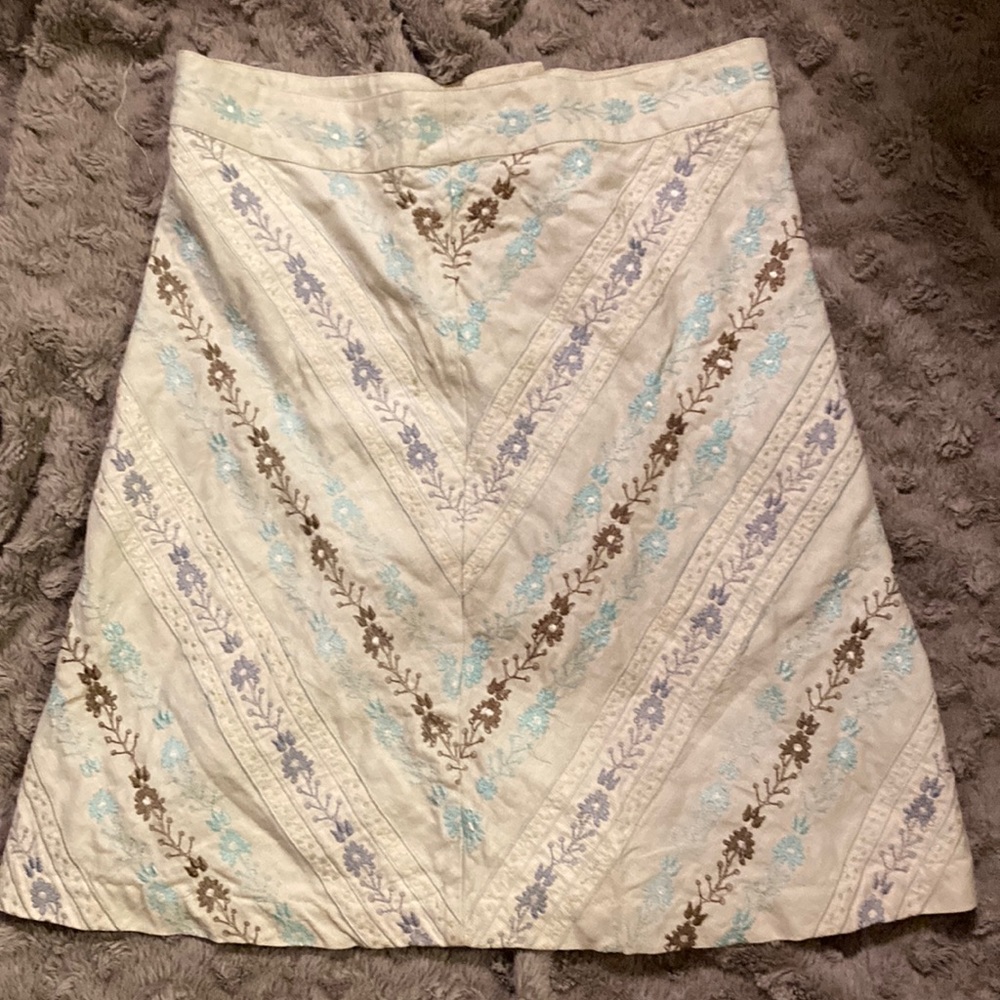 Sigrid Olsen Embroidered Midi Skirt SZ 10